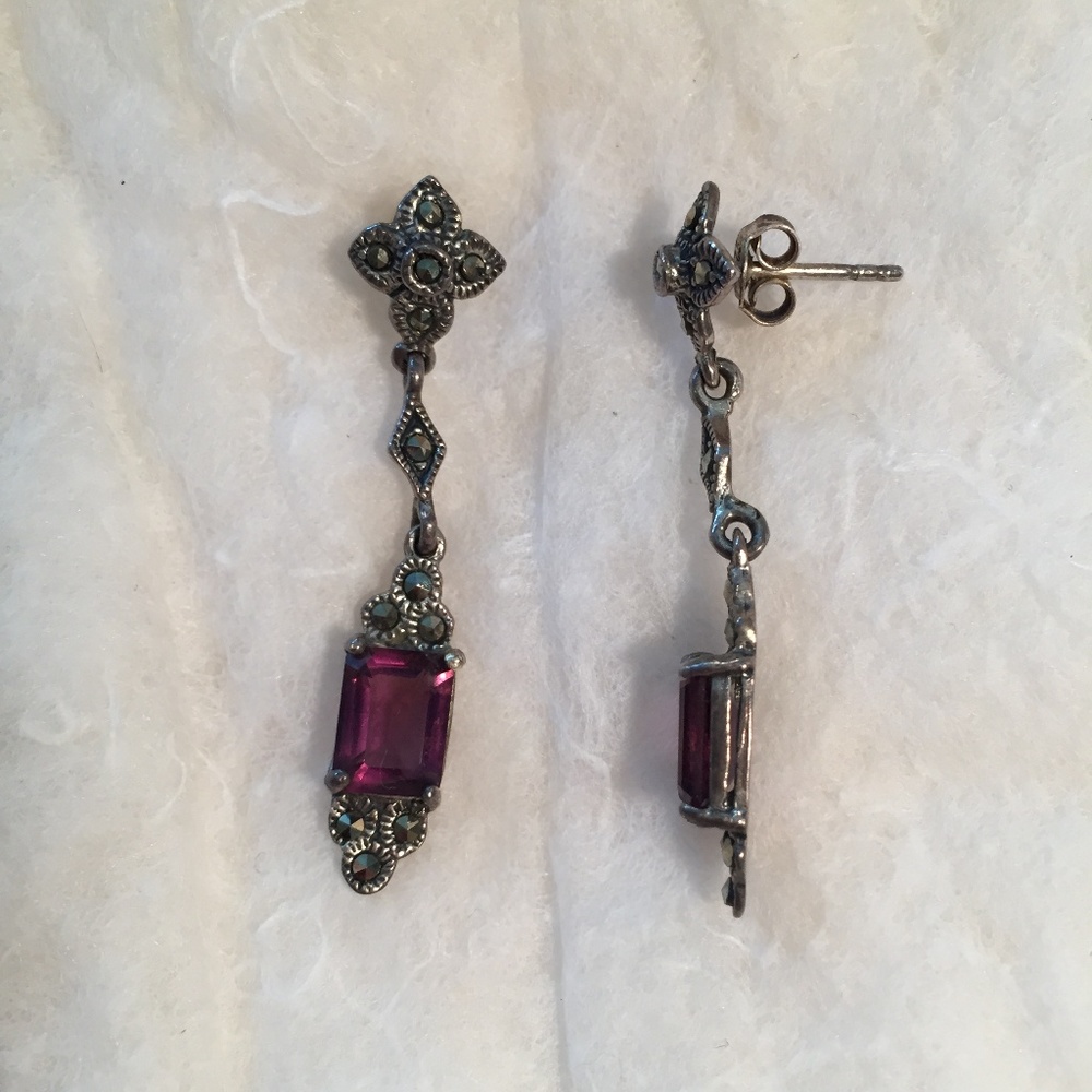 Purple drop earrings